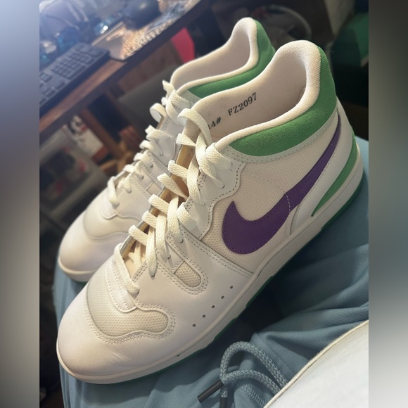 Nike White Sneakers Wimbledon with Purple and Green Accents